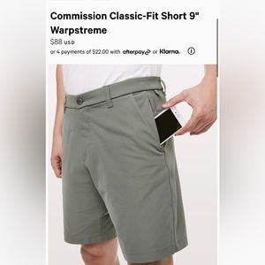 Commission Classic-Fit Short 9" 
Warpstreme grey sage